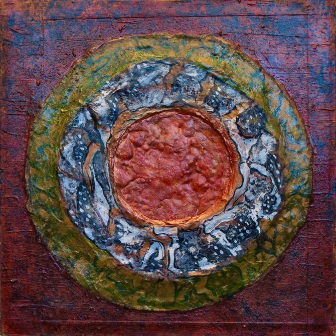 Lava Rock Mandala, painted by Henry Sultan. Click to enlarge.