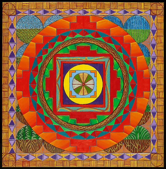 Buddha Grid Mandala, painted by Henry Sultan. Click to enlarge.