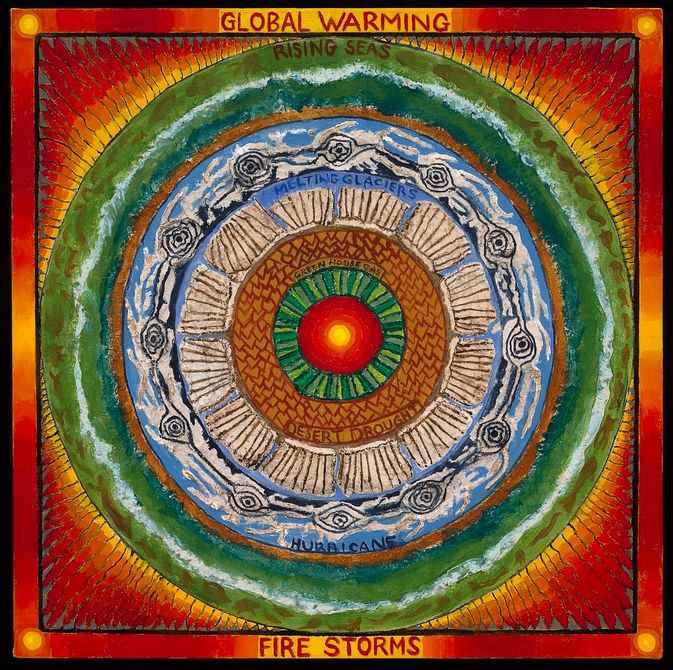 Global Warming Mandala, painted by Henry Sultan. Click to enlarge.