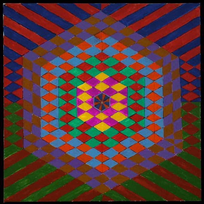 Psychedelic Hexagons Mandala, painted by Henry Sultan. Click to enlarge.
