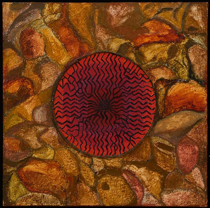 Mandala of the Red Cave in the Rocks, painted by Henry Sultan. Click to enlarge.