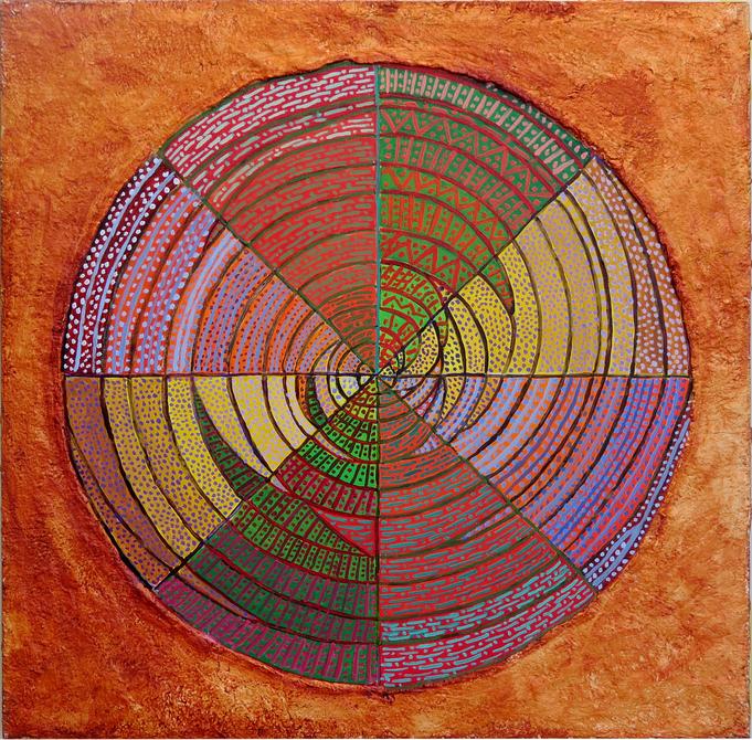 Vanishing Spiral Mandala, painted by Henry Sultan. Click to enlarge.