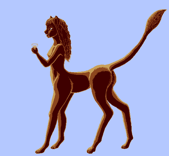 Silhouette of a leptaur holding a wineglass, on Abyssia.