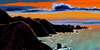 Thumbnail of sunset,        on Abyssia. Sketch by Chris Wayan based on a print by Tom Killion. Click to enlarge.