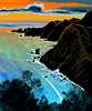 Thumbnail of sunset on C. Koonalda, southern Bight, on Abyssia. Sketch by Chris Wayan based on a print by Tom Killion. Click to enlarge.