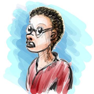 Small boy with glasses; sketch of a dream by Chris Wayan.