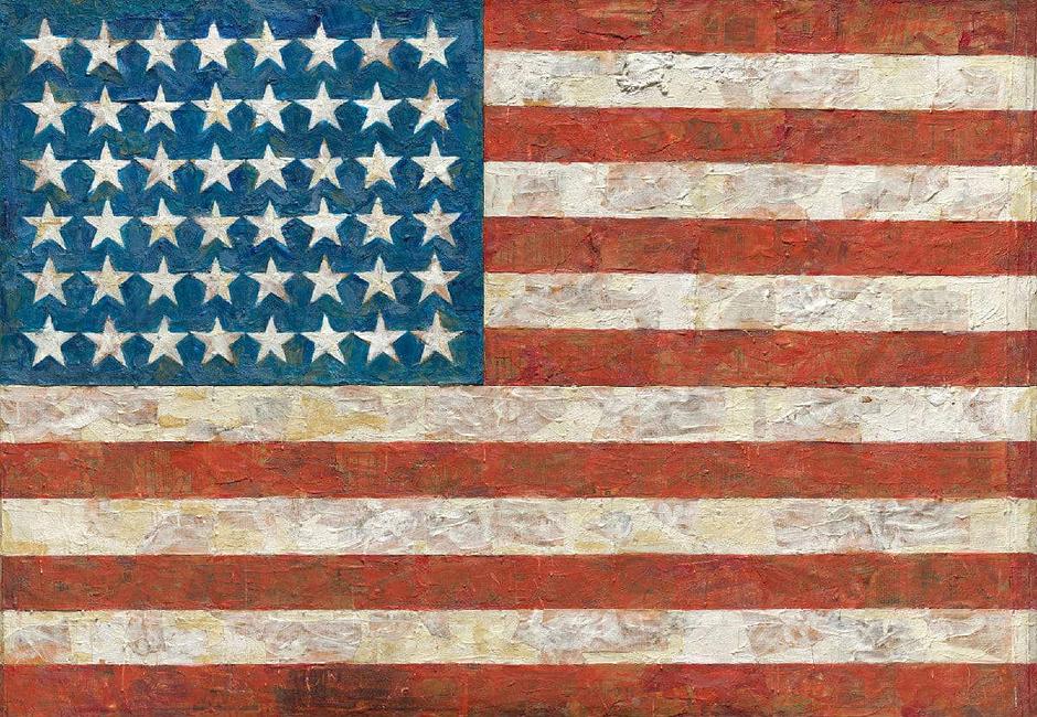 'American Flag', 1954 dream painting by Jasper Johns. Click to enlarge.