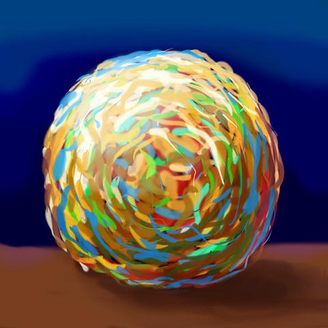 Multicolored ball of wax. Dreamed by Kathleen Jenks; sketch by Wayan. Click to enlarge.