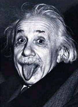 Dream: Einstein sticks out his tongue.