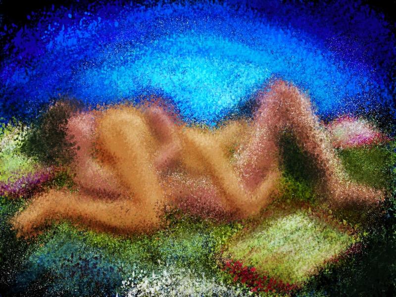 Oral sex with a ghost? Dream sketch by Wayan. Click to enlarge.