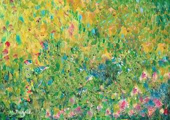 Meadow, acrylic scrap by Marcia Pagels.