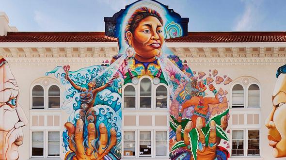 MaestraPeace, mural on San Francisco Women's Building. Click to enlarge.