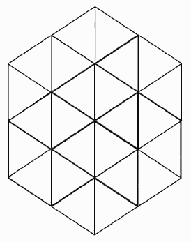 Line drawing of a dream image by SAO (Shawn Allen O'Neal): interlocking cubes at an angle creating a hexagonal starlike design