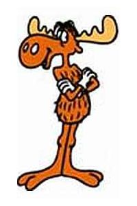Cartoon of Bullwinkle the Moose, dimwitted hero of Jay Ward's 'Rocky and Bullwinkle' TV show. Image probably copyright the heirs of Jay Ward.