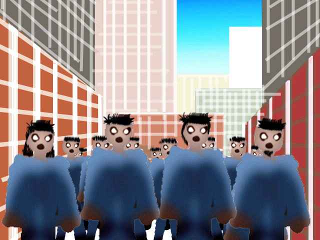 A business-suit army invades downtown