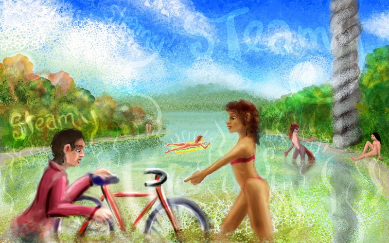 Bike-creation in the steamy Brundibar Sea. Dream sketch by Wayan. Click to enlarge.