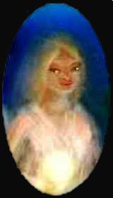 A vestal virgin of Marilyn the Love Goddess with her robe and candle.