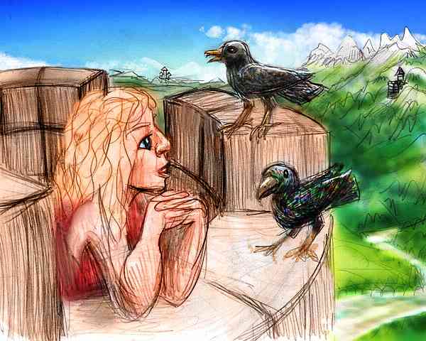 Dream: I'm on the battlements of a castle in Oz, admiring the plumage of crows