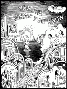 'You Are What You Know' by Michelle Brand; one-page comix-poem.