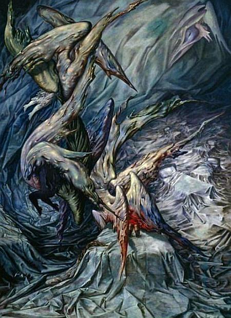 'Guardian Angels', surrealist painting by Dorothea Tanning, 1946.