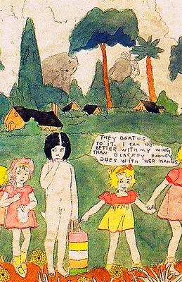Blengin with striped pail, by Henry Darger. Click to enlarge.