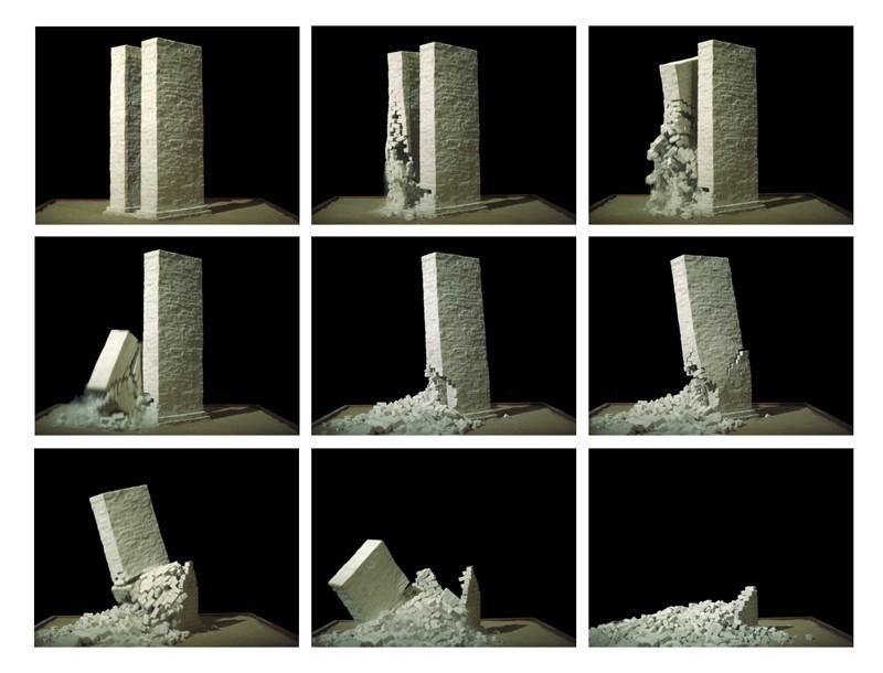 'Destruction of the Nightmare Towers', sculptural re-enactment of a dream, byt Dustin Shuler. Click to enlarge.