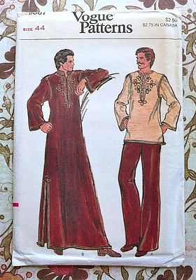 Caftans for men, 1960s; Vogue sewing patterns.