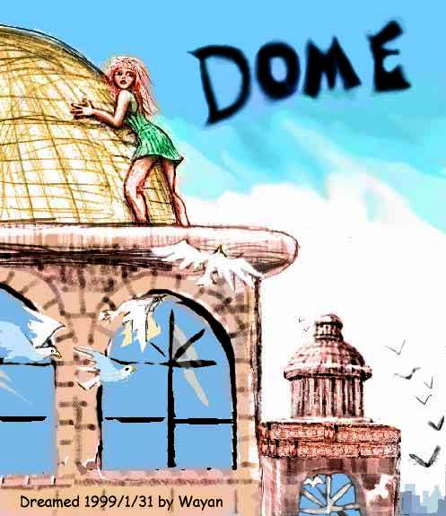 Sketch of dream: I'm clinging to the dome on our City Hall. It looks windy.