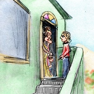 Sketch of a dream by Chris Wayan. I unlock the door to a seemingly empty house and find a clan of elves inside