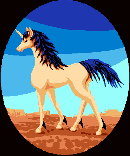 Symbiotic desert unicorn in my dream: pale coat, dark mane & tail.