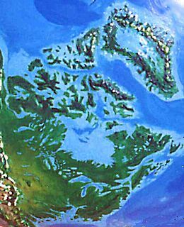 Nunavut (northern Canada) from space, after Greenland's ice has melted. Dream sketch by Wayan.