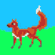 tiny fox ancestor looking left, tail up