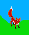 tiny fox facing us
