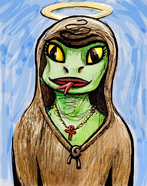 Frog in a monk's robe. Dream sketch by Wayan; click to enlarge.