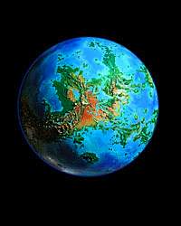 Orbital photo of a terraformed Venus 1000 years from now. Click to enlarge.