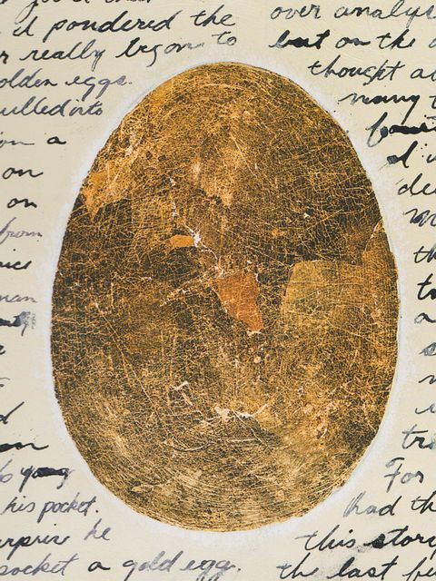 A golden egg; paint-sketch of a synchronistic event by Larry Vigon.