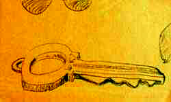 A golden key in sodium light.