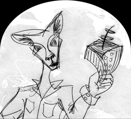 I'm a kangroolike detective. Ink sketch of a dream by Wayan.