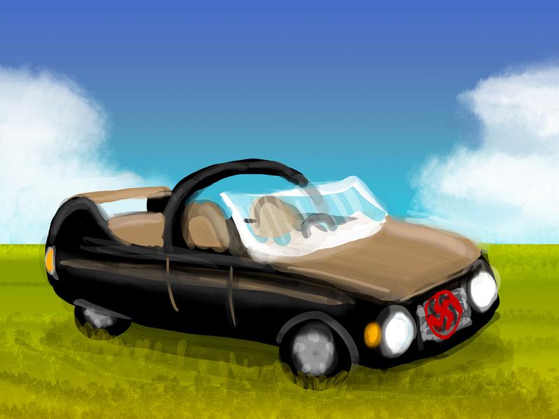 Black and tan sports car. Dream sketch by Wayan.