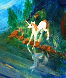 Unicorn at riverbank; a dreamself-portrait by Wayan.