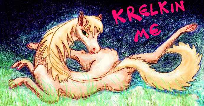 A krelkin: a sentient herbivore like a lightly built pony with paws not hooves; opposable thumbs on the forepaws.