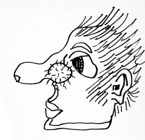 Penis-nosed man, ink sketch seen in a dream by Wayan