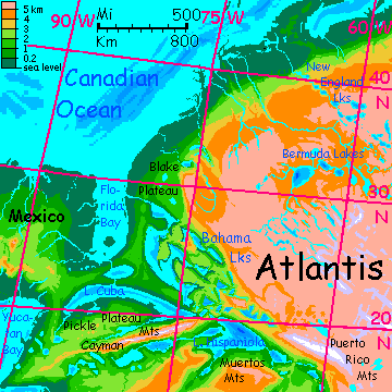 Map of Mexico, a peninsula in the Canadian Ocean, on Inversia, where up is down is up.