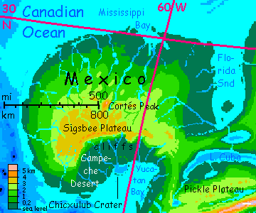 Map of Mexico, a peninsula in the Canadian Ocean, on Inversia, where up is down is up.