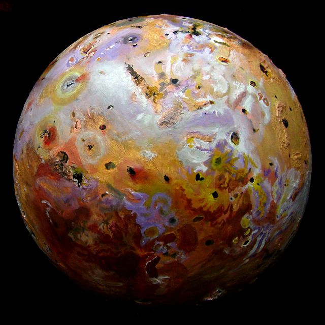 Sculpted portrait of Io by Chris Wayan. Southern view, Prometheus upper left