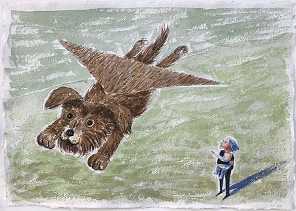 Flying Dog: dream art by Jane Gifford.