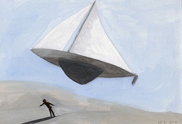 Sailboat Flying: dream art by Jane Gifford.