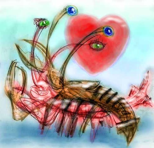 I was a lobster in love. Dream sketch by Wayan'.