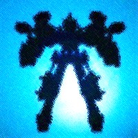 Dream image by Dream Junkee: the silhouette of a giant robot or Mech, against a blue glare.