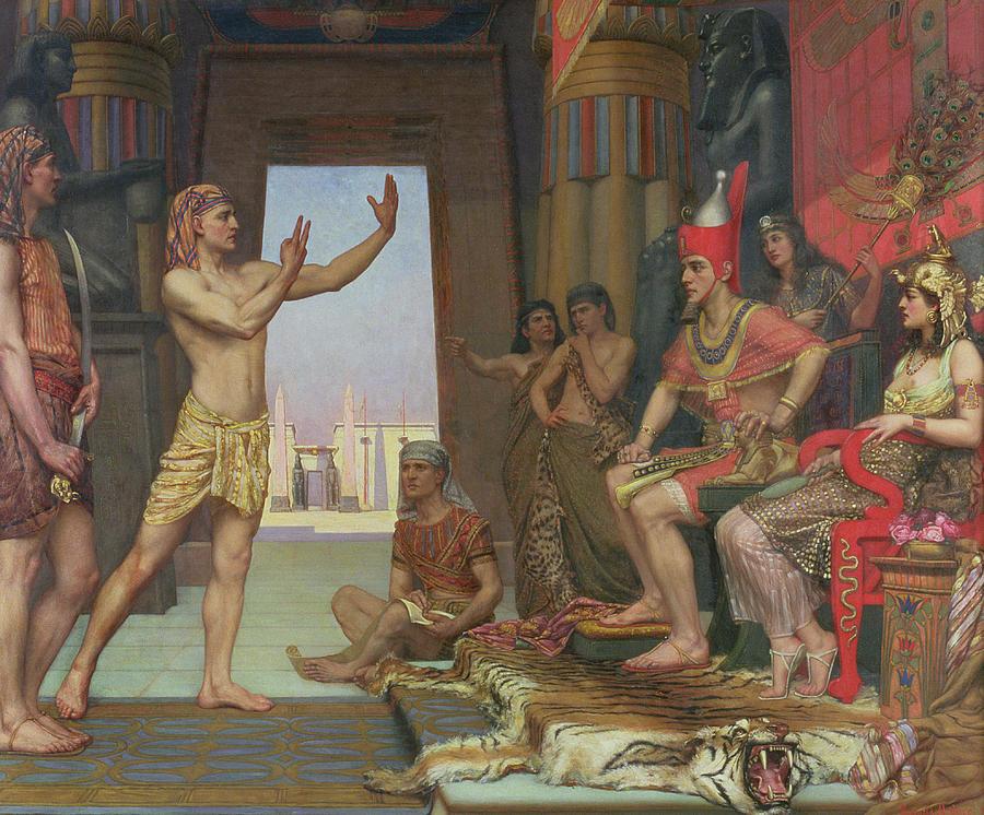 Joseph interprets Pharaoh's dreams; painting by Reginald Arthur, 1894.